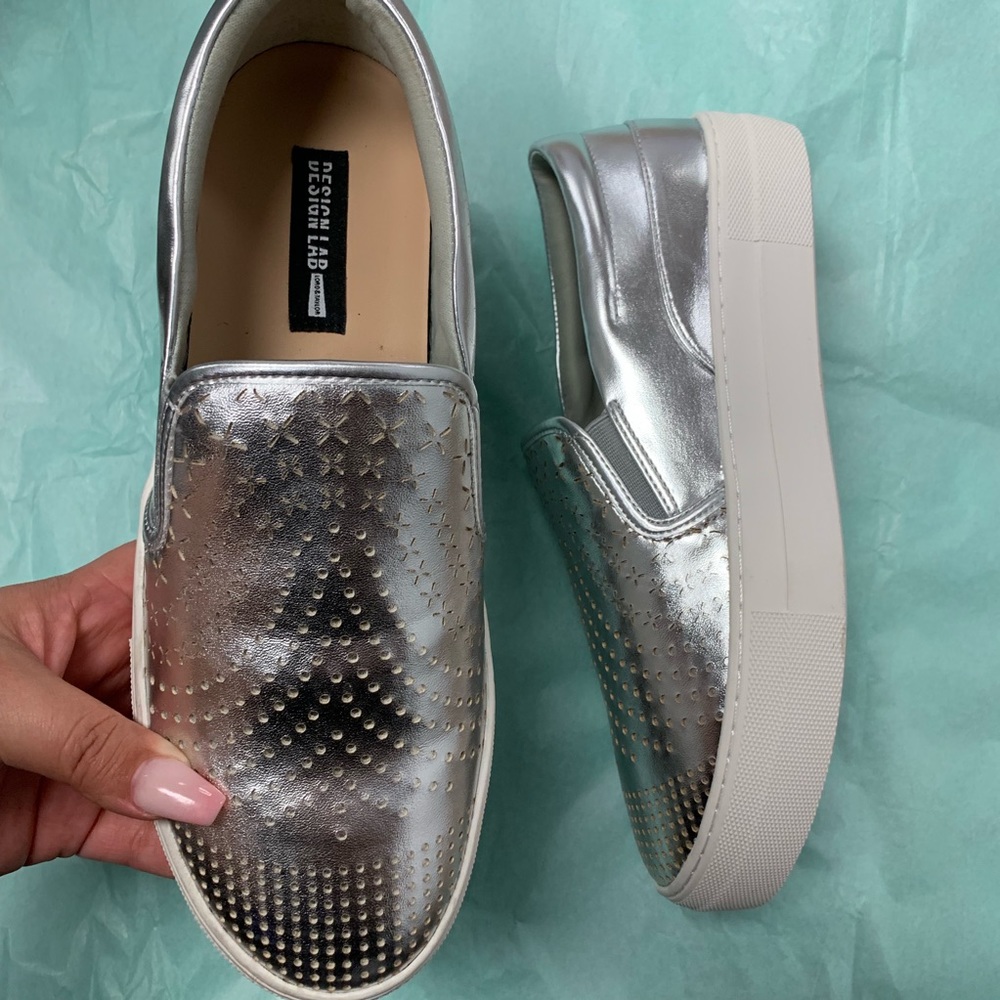 Design Lab Silver Perforated Platform Shoes